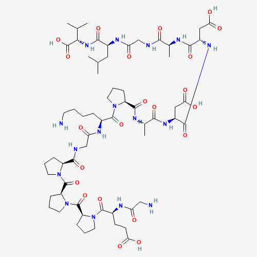 BPC-157 2D molecular structure: the synthetic 15-amino-acid pentadecapeptide GEPPPGKPADDAGLV. PubChem CID 9941957.
